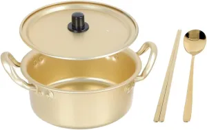 1 Set Binaural Aluminum Noodles Pot Heat-Resistant Ramen Pan for Kitchen Korean Soup Pot Instant Noodles Pot Small Hotpot