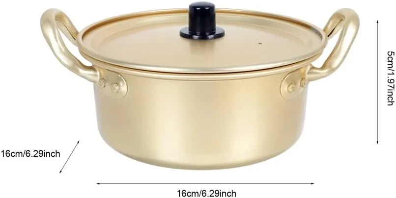 1 Set Binaural Aluminum Noodles Pot Heat-Resistant Ramen Pan for Kitchen Korean Soup Pot Instant Noodles Pot Small Hotpot