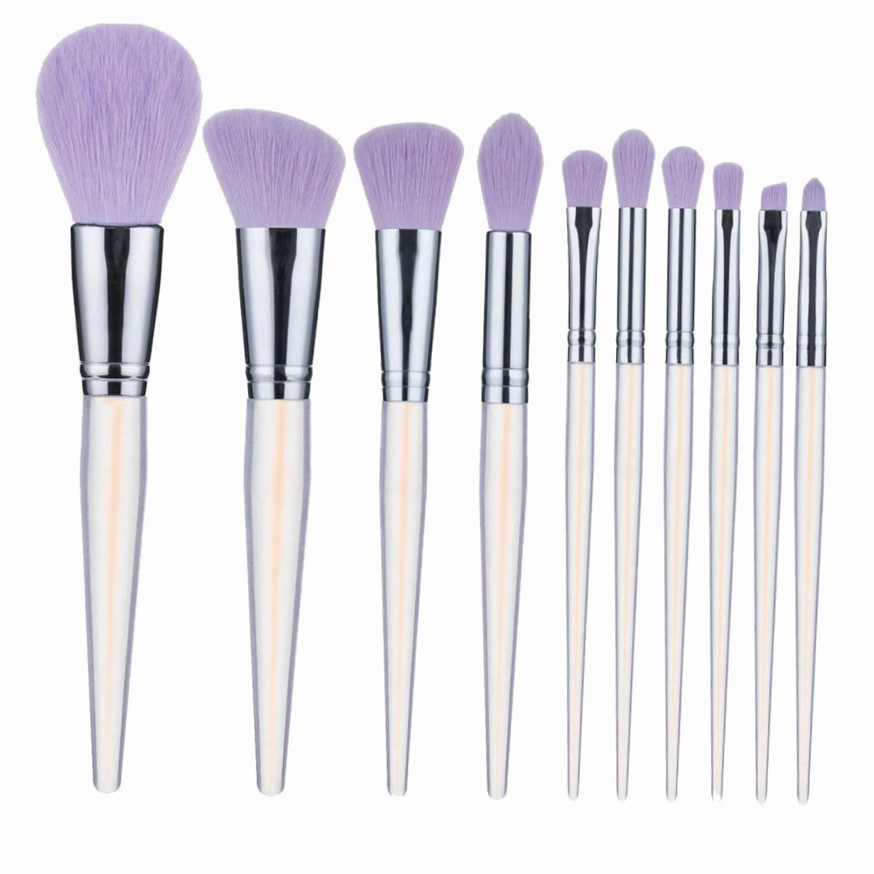 10-piece Makeup Brush Set Acrylic Handles Eye Foundation Concealer Brushes Purple Beauty Tools for Face