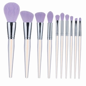 10-piece Makeup Brush Set Acrylic Handles Eye Foundation Concealer Brushes Purple Beauty Tools for Face