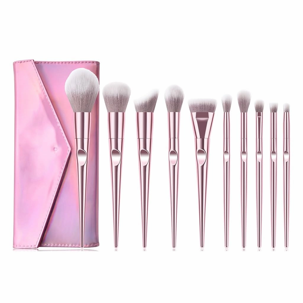 10 thumb makeup brushes set foundation make-up brush eye shadow brush beauty tools(Uniform size,black)