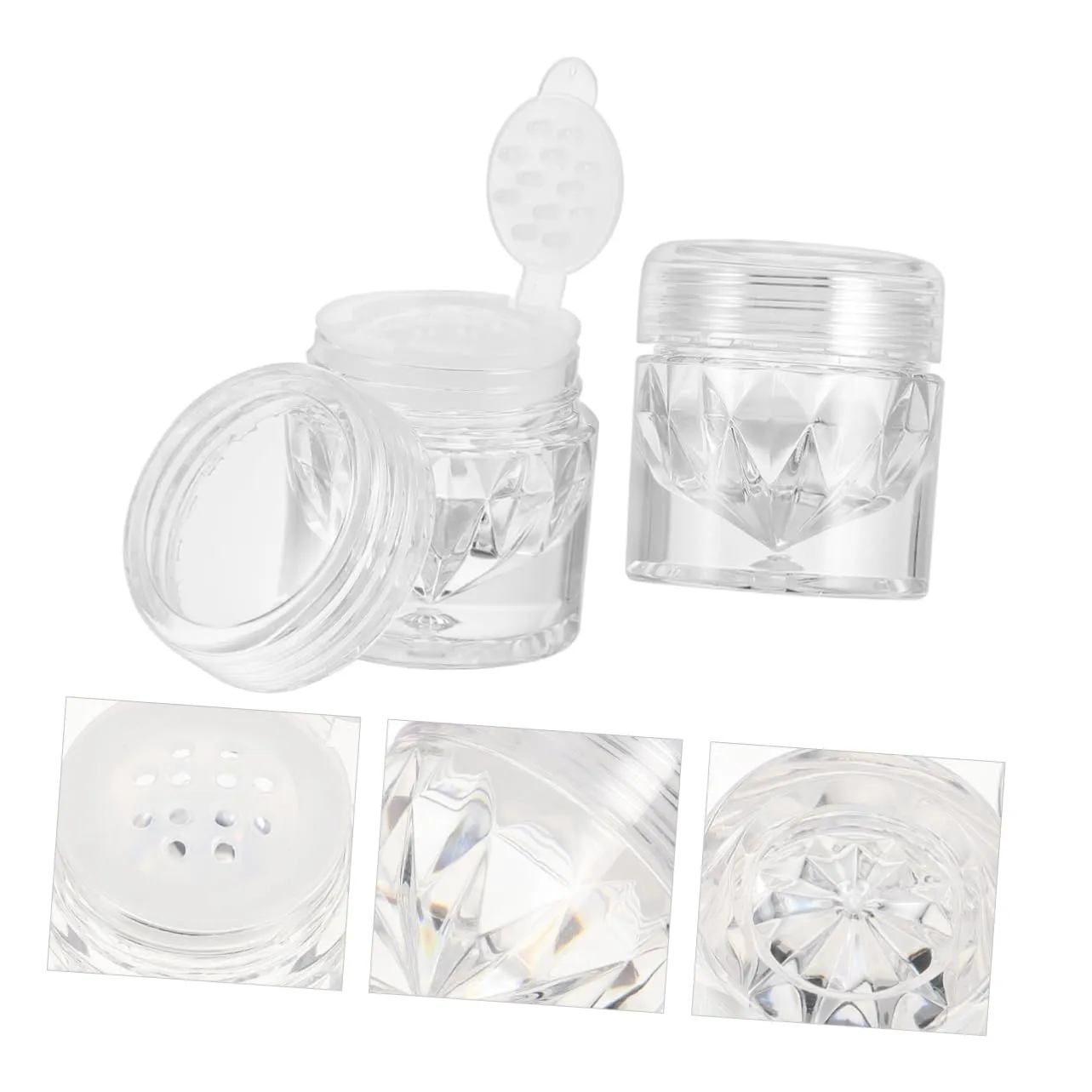 10pcs Empty Loose Powder Storage Bottles Transparent Caps Refillable Concealer Powder Containers for to Use and Store for Cosmetics