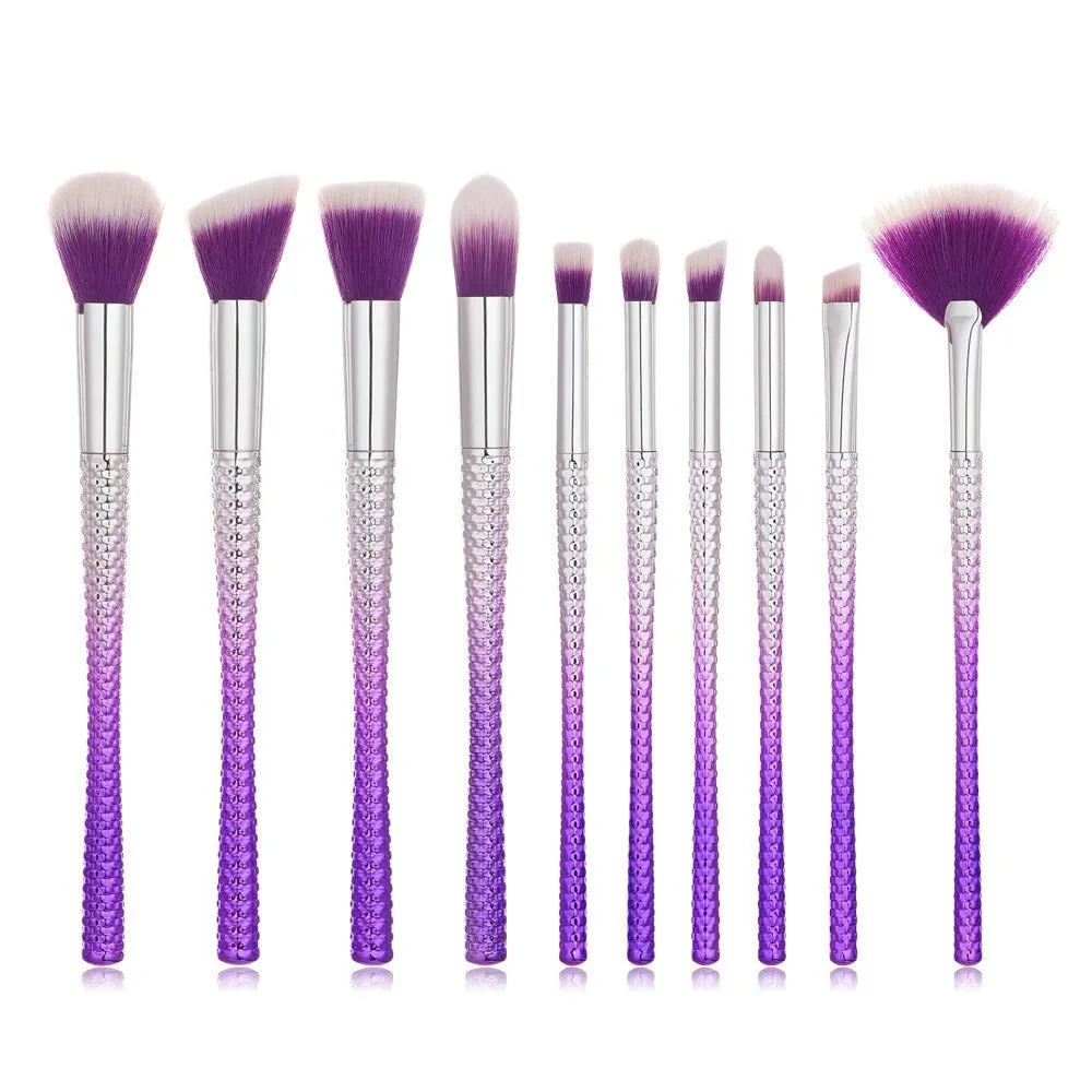 10x Lip Tool Brush Foundation Powder Eyeshadow Eyeliner Makeup Brushes Set Brush Travel Size Makeup Brushes (Multicolor,one size)
