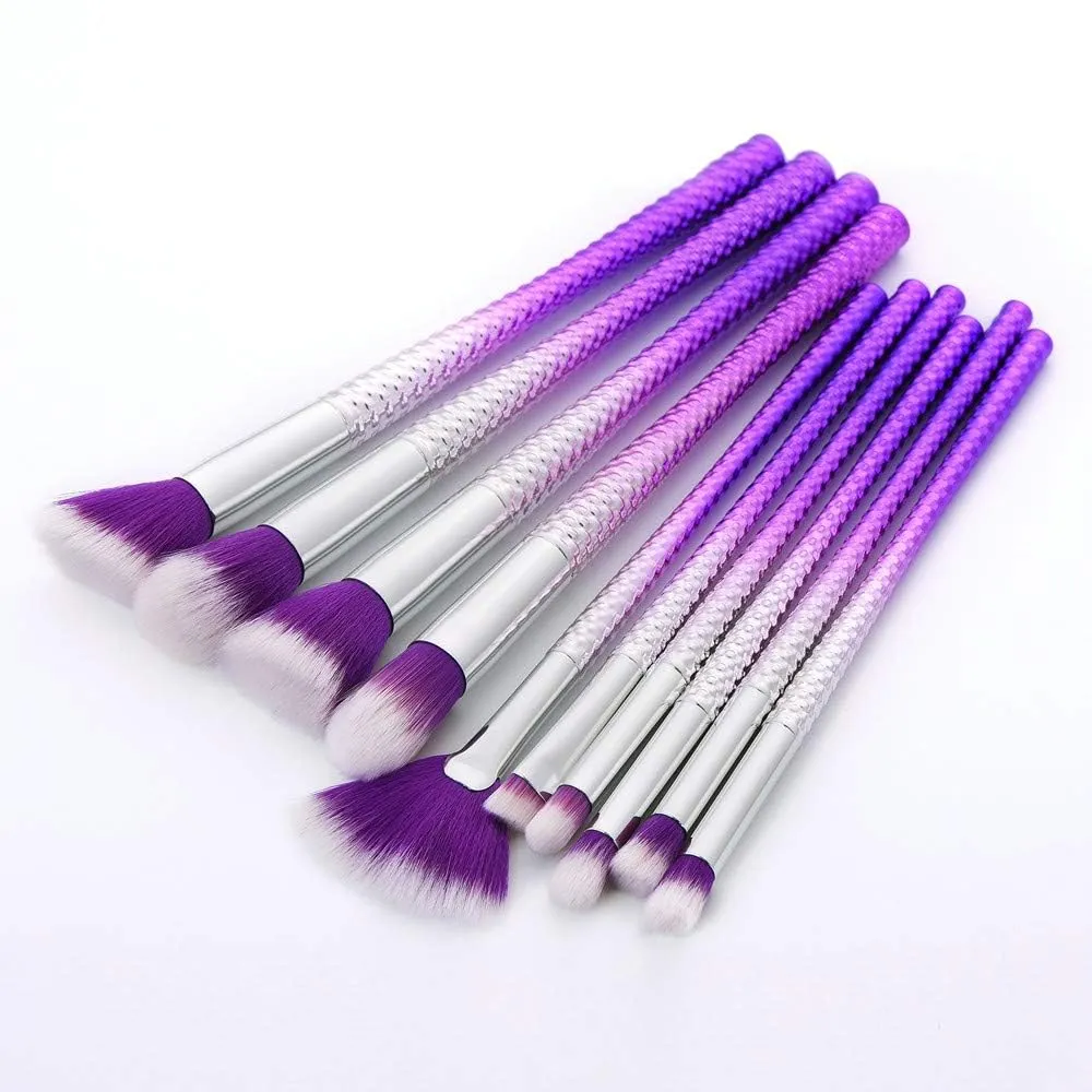10x Lip Tool Brush Foundation Powder Eyeshadow Eyeliner Makeup Brushes Set Brush Travel Size Makeup Brushes (Multicolor,one size)