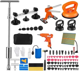 117 PCS Dent Removal Kit, Paintless Dent Repair Kit with Golden Lifter, Bridge Puller, Slide Hammer T-bar Dent Puller, Suction Cup Dent Puller for Auto Body Dents, Hail Damage, Door Ding