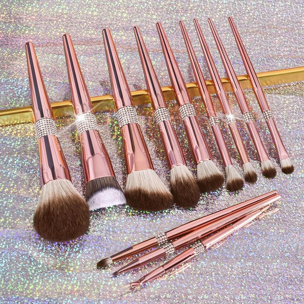 12 Rose Gold Snow Fox Hair Makeup Brush Complete Soft Makeup Brush Set eye shadow Makeup Brush