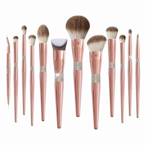 12 Rose Gold Snow Fox Hair Makeup Brush Complete Soft Makeup Brush Set eye shadow Makeup Brush