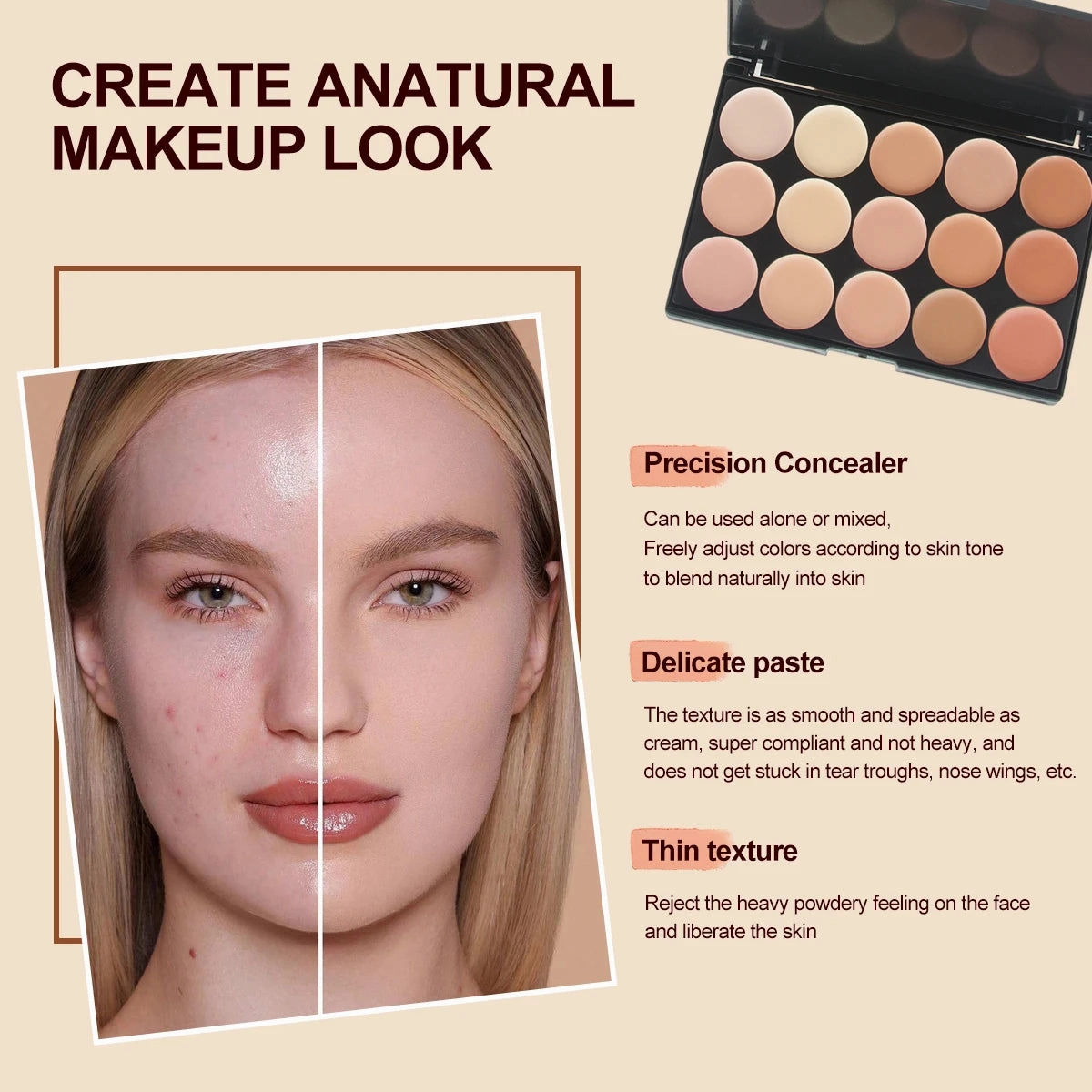 15 Colors Face Concealer Contour Palette