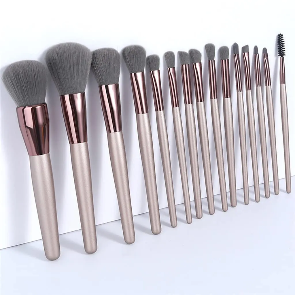15Pcs Makeup Brushes Set Cosmetic Foundation Powder Blush Eye Shadow Lip Blend Wooden Make Up Brush Tool Kit