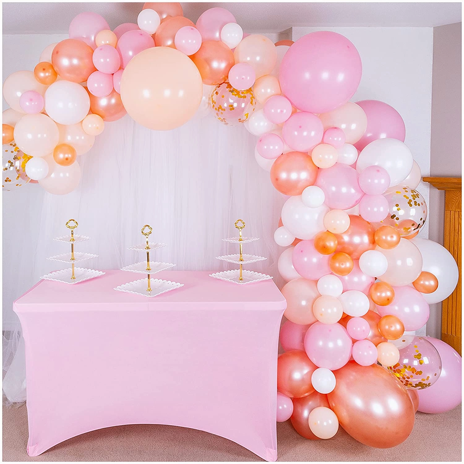 16-Foot DIY Peach and Pink and Rose Gold Balloon Arch and Garland Kit - Wedding, Birthday, Bridal Shower Balloon Arch Kit