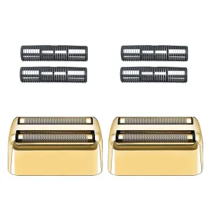 2 Pack Shaver Replacement Foil and Cutters Compatible with BaBylissPRO Double FXFS2 Metal Shaver foil Replacement,Golden