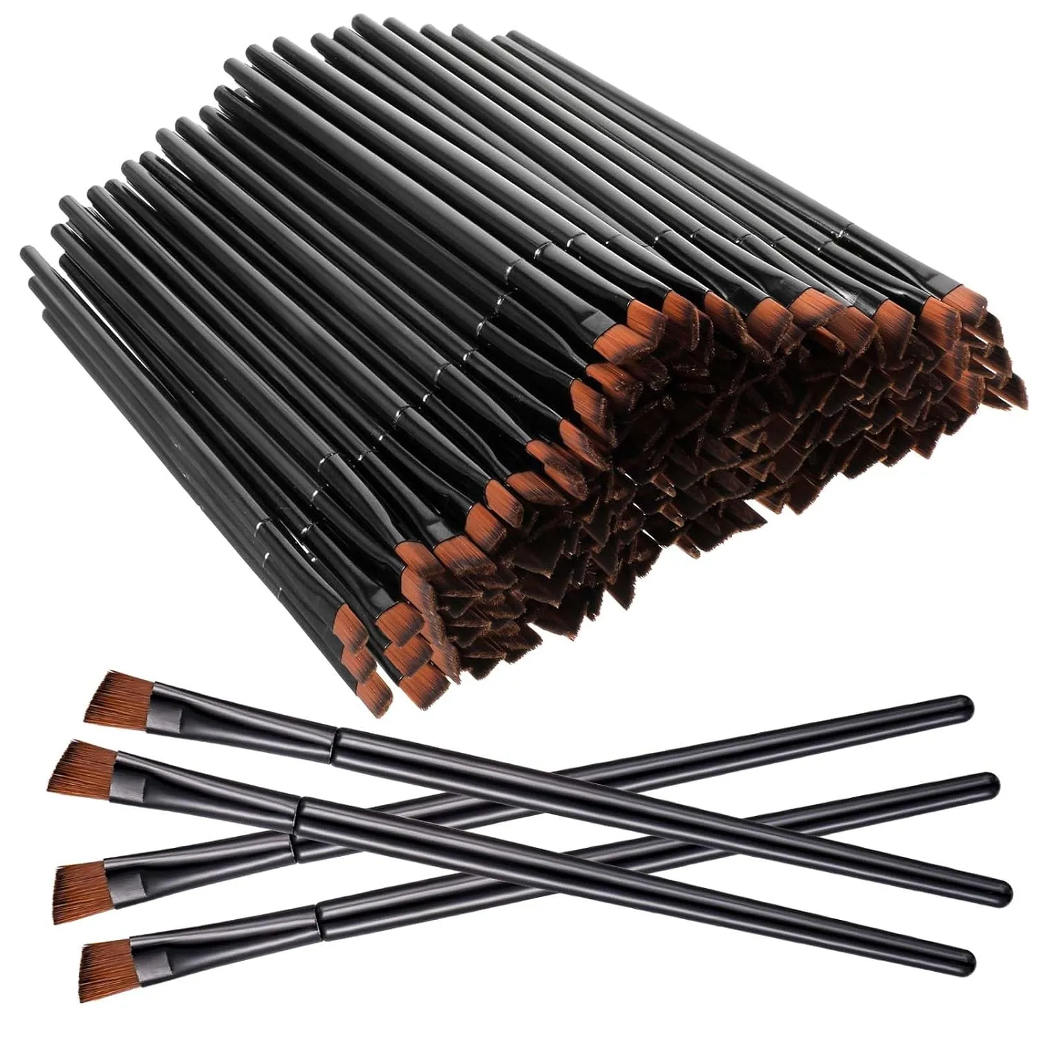 200 Pieces Disposable Angled Eyebrow Brushes Bulk, Flat Tapered Eyebrow Concealer Brush Eye Shadow Applicator Sticks Disposable Makeup Brushes,Salon Beauty Cosmetic Make up Tool Esthetician Supplies