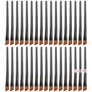 200 Slant-Tip Disposable Brow Brushes, Soft Synthetic Makeup Applicators For Eyebrows And Eyes