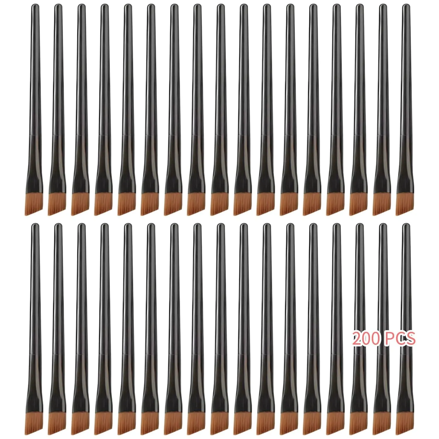200 Slant-Tip Disposable Brow Brushes, Soft Synthetic Makeup Applicators For Eyebrows And Eyes