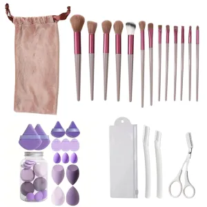 27 Pcs Makeup Tool Set Makeup Brushes Professional Cosmetics for Face Makeup Brush Set Powder Concealer Eyeshadow Eyebrow Lip Eyebrow Trimmer Beauty Tools Set (Purple)