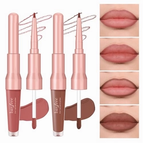 2 PCS Lip Liner and Lip Stain Combo Set, High Pigmented Long Lasting Velvet Lip Tint, Well-Defined Lipliner, Weightless Waterproof Not Animal Tested, Matte Finish Makeup