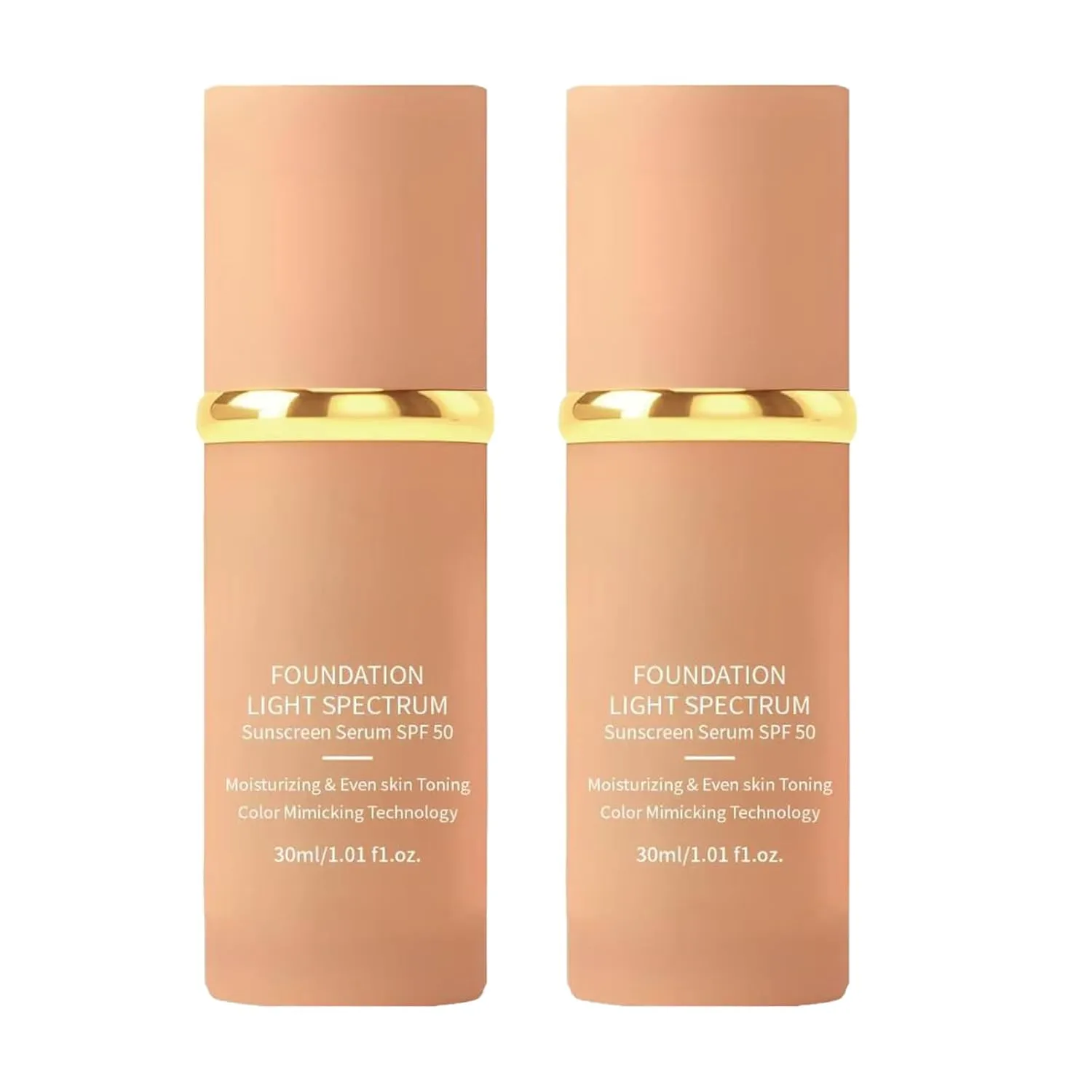 2PCS 4-in-1 Liquid Foundation with SPF 50 - Light Spectrum, Long-Lasting Hydration, Lightweight, Concealer and Even Skin Toning, Bio Color Changing Foundationfor Gym, Sports, Dancing (1.01 fl.oz)