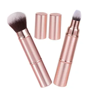 2pcs Portable Retractable Makeup Brush with Soft Bristles for Foundation and Blush Travel Dual Ended Design Makeup Tool