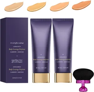 2PCS Viralvera Body Makeup - Full Body Coverage, Viralvera Colored Clay Undereye Corrector,100% Natural Ingredients,Viralvera Makeup, Cover up Makeup for Legs,Transfer-Resistant (golden)