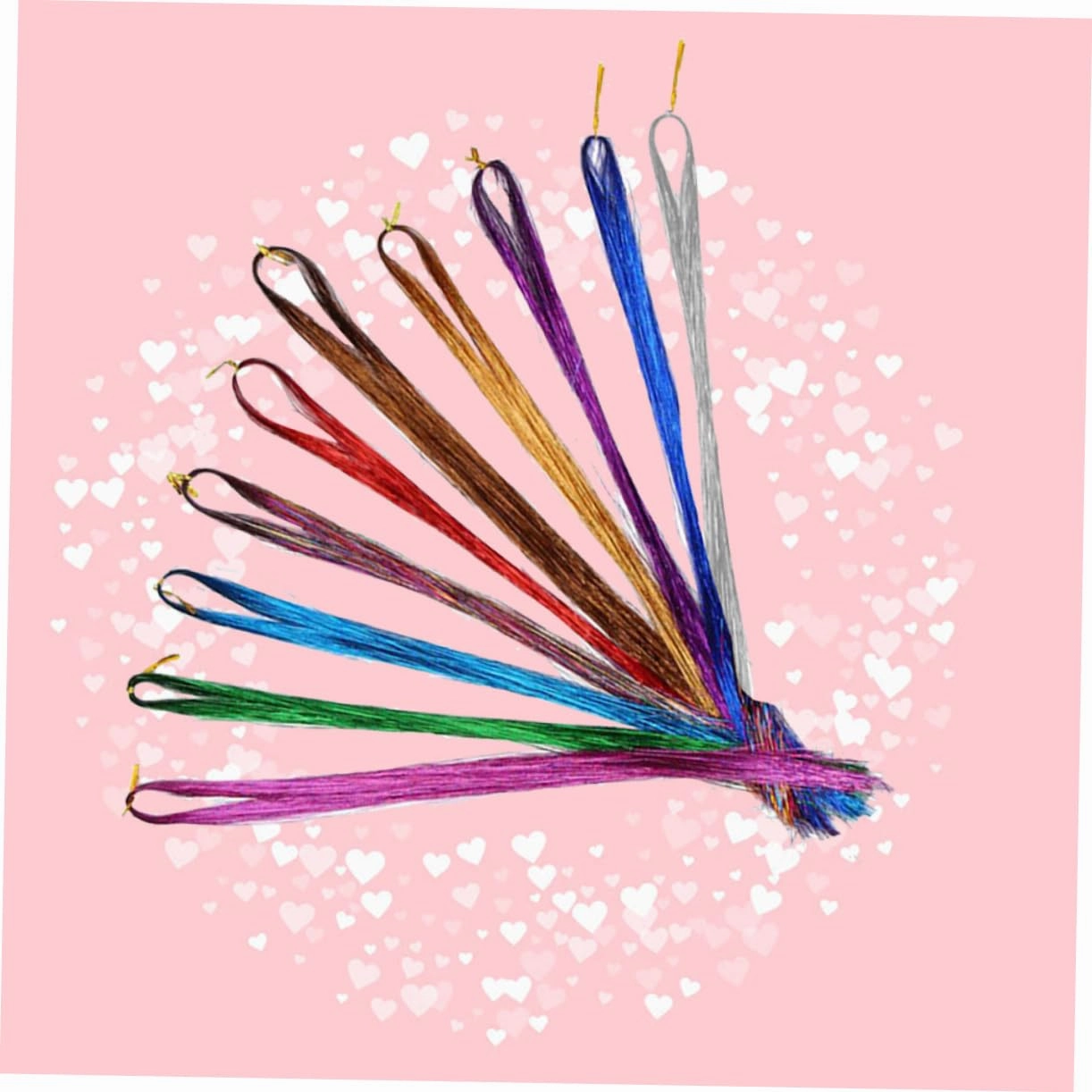 2sets Highlighter Pink Synthetic Hair Extensions Long Straight Wigs False Hair Pieces Fashionable Fake Extensions Heat Resistant Easy to Trim 10pcs*2