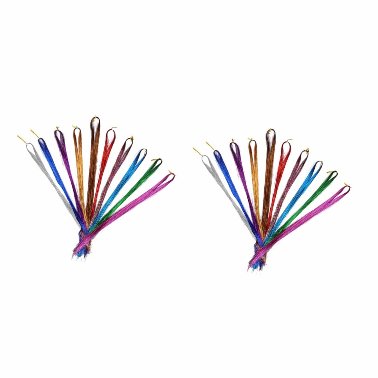 2sets Highlighter Pink Synthetic Hair Extensions Long Straight Wigs False Hair Pieces Fashionable Fake Extensions Heat Resistant Easy to Trim 10pcs*2
