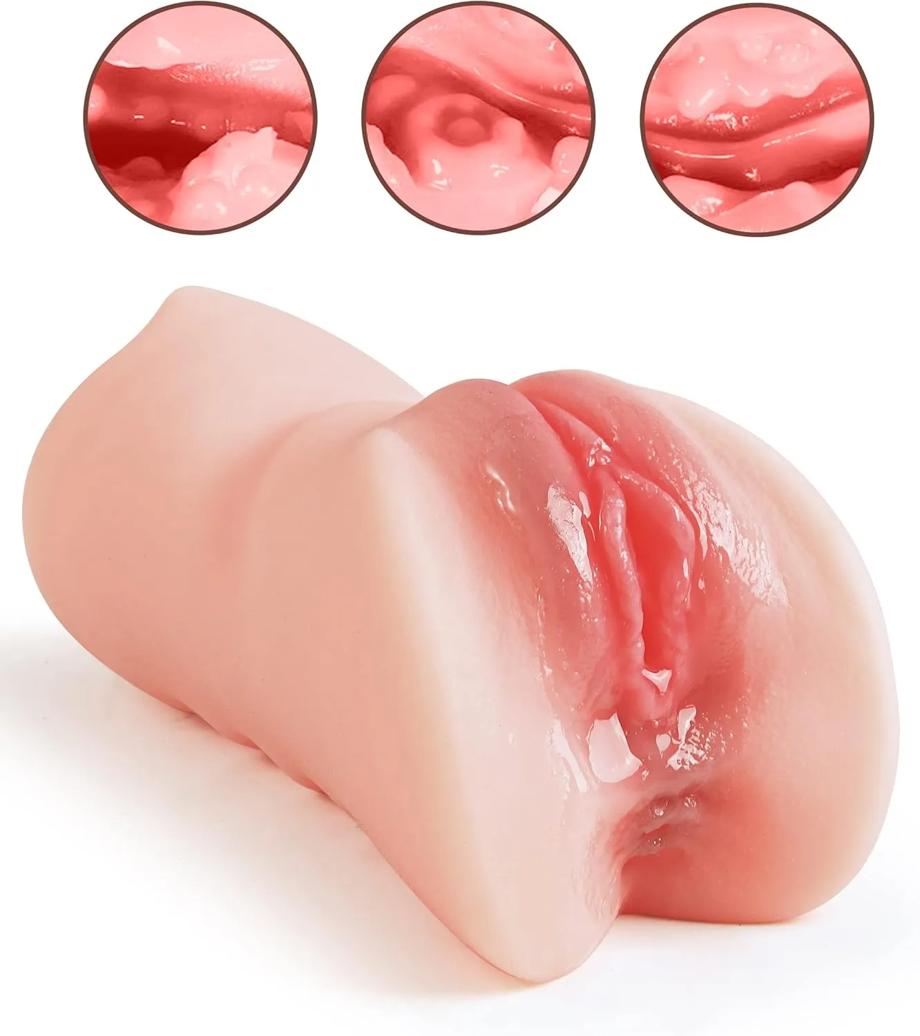 3 in 1 Pocket Pussy Male Masturbator, Sex Doll with 3D Textured Vagina & Tight Anus & Drying Stick, Adult Sex Toy Male Blowjob Stroker with Real Mouth Tongue for Man Masturbation (Fair Skin)