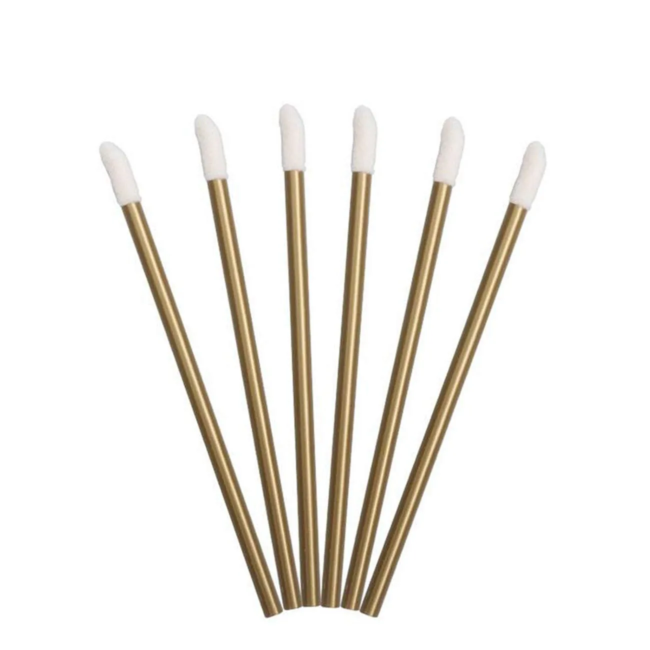 300PCS Disposable Lip Brushes Kits Lipstick Gloss Wands Applicator Perfect Makeup Tool (Gold)