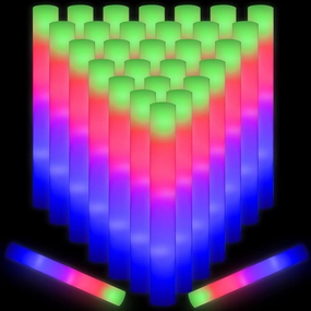 30 PCS Led Foam Sticks - Flashing foam glow sticks Party Supplies Light up Foam Sticks Batons for Birthday, Wedding, Christmas, Halloween