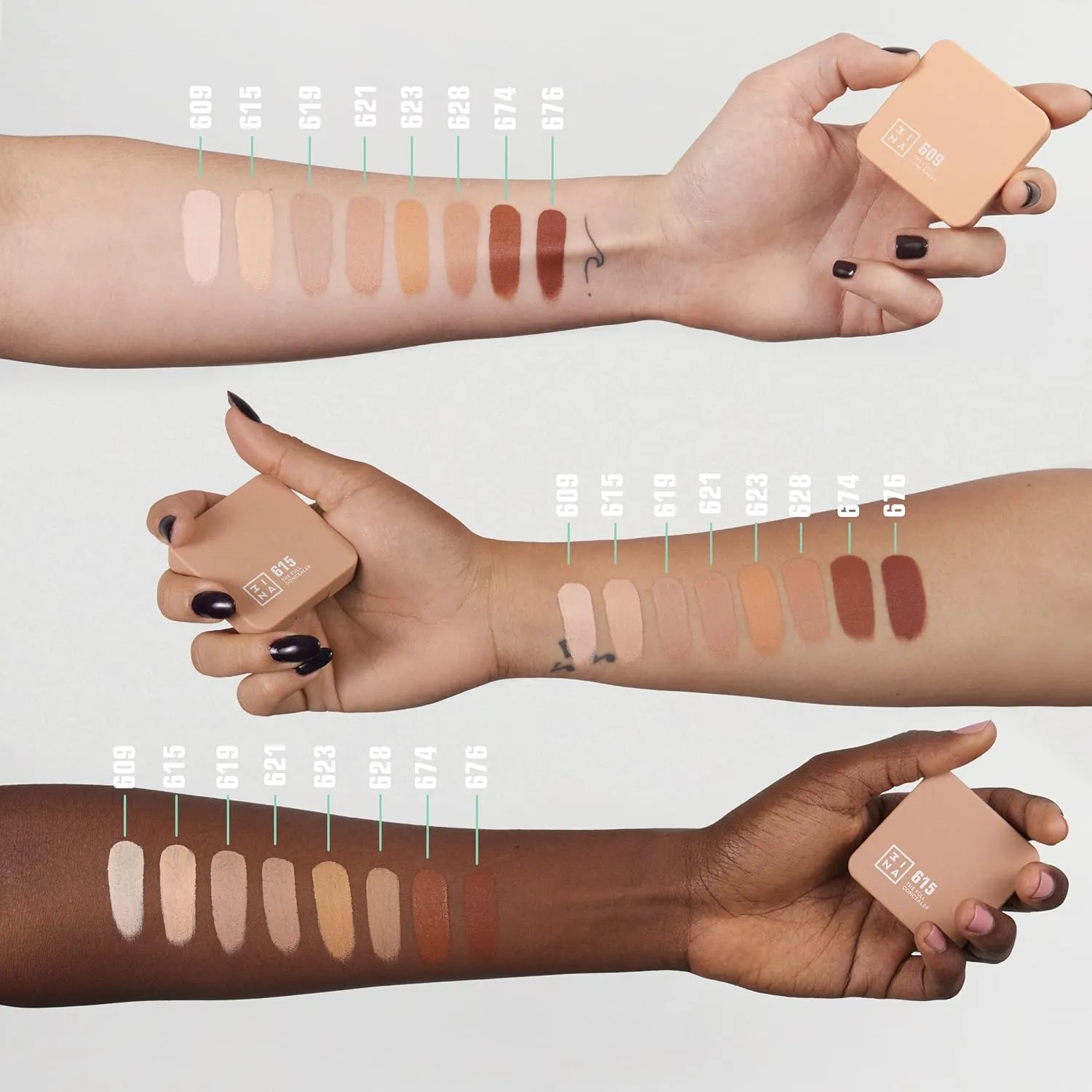 3INA The Full Concealer 615 - Light Sand, Skin Foundation Concealer, 0.09 oz