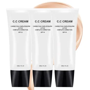 3PCS Skin Tone Adjusting CC Cream SPF 50, Pre-makeup Primer Moisturizing Concealer Skin Tone