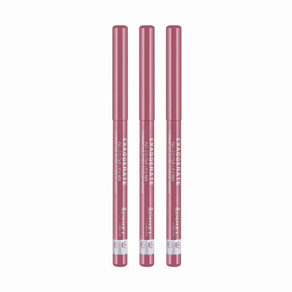 3x Rimmel Exaggerate Lip Liner 063 Eastend Snob Dusty Pink