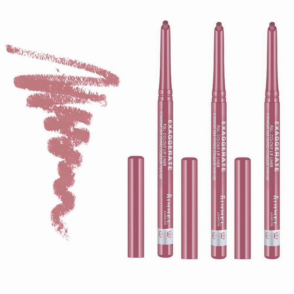 3x Rimmel Exaggerate Lip Liner 063 Eastend Snob Dusty Pink