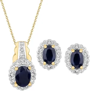 4.00 Carat Simulated Green Emerald & Diamond Halo Pendant Necklace Stud Earrings Set 14K White/Yellow Gold Plated Silver