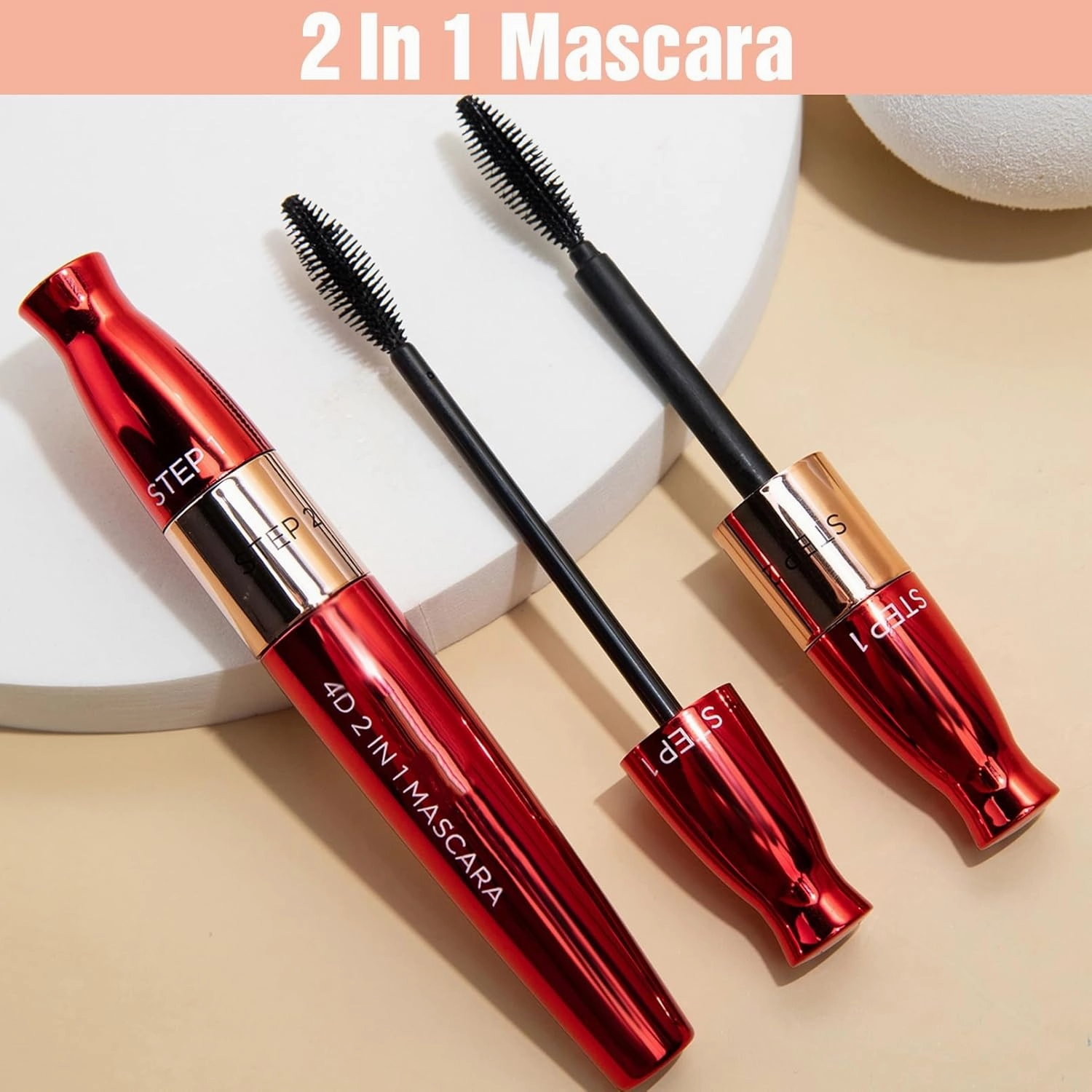 4D Silk Fiber Mascara, 2-in-1 Waterproof Mascara, Long-Lasting Length and Volume (UK ONLY)