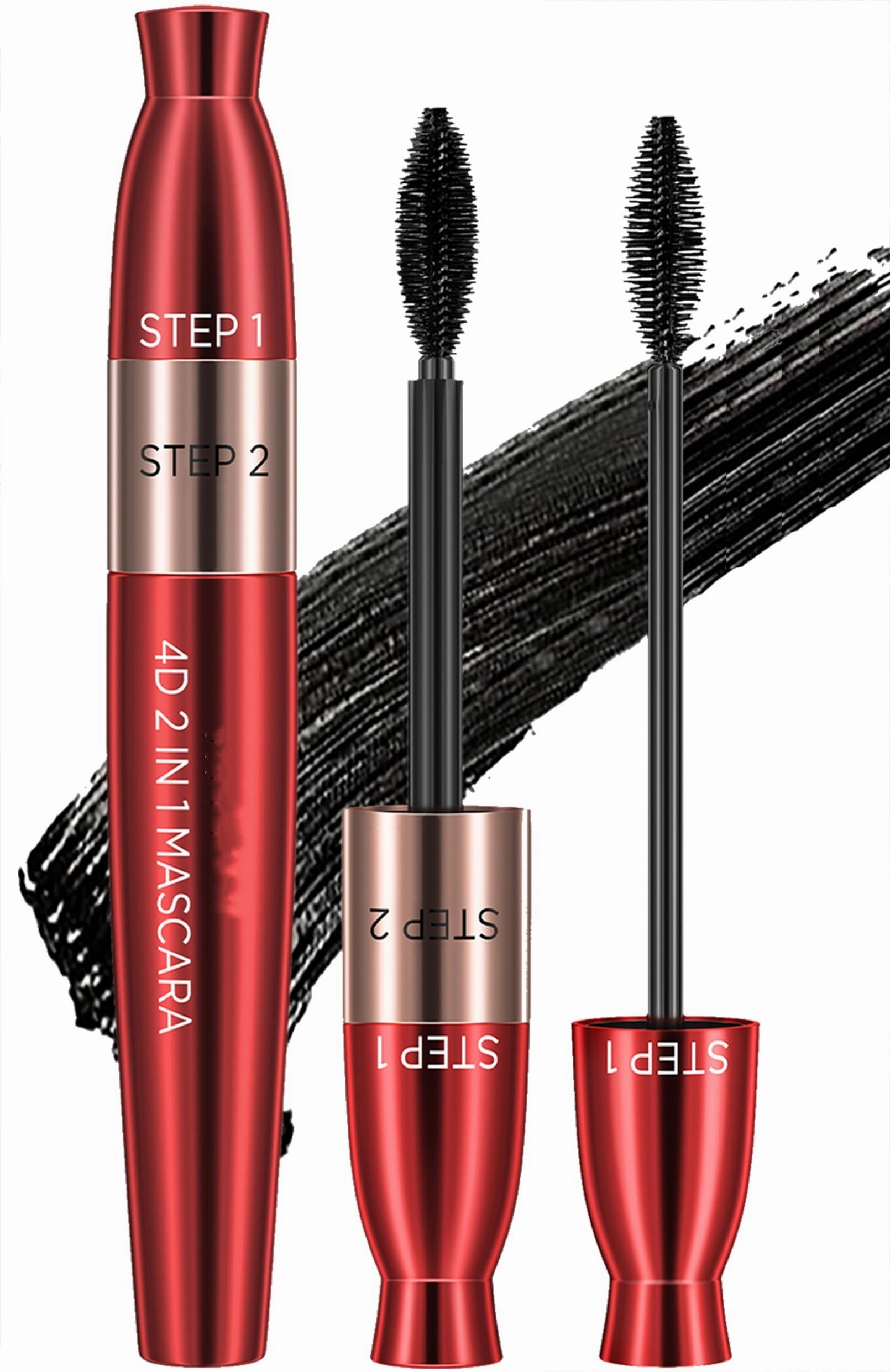 4D Silk Fiber Mascara, 2-in-1 Waterproof Mascara, Long-Lasting Length and Volume (UK ONLY)