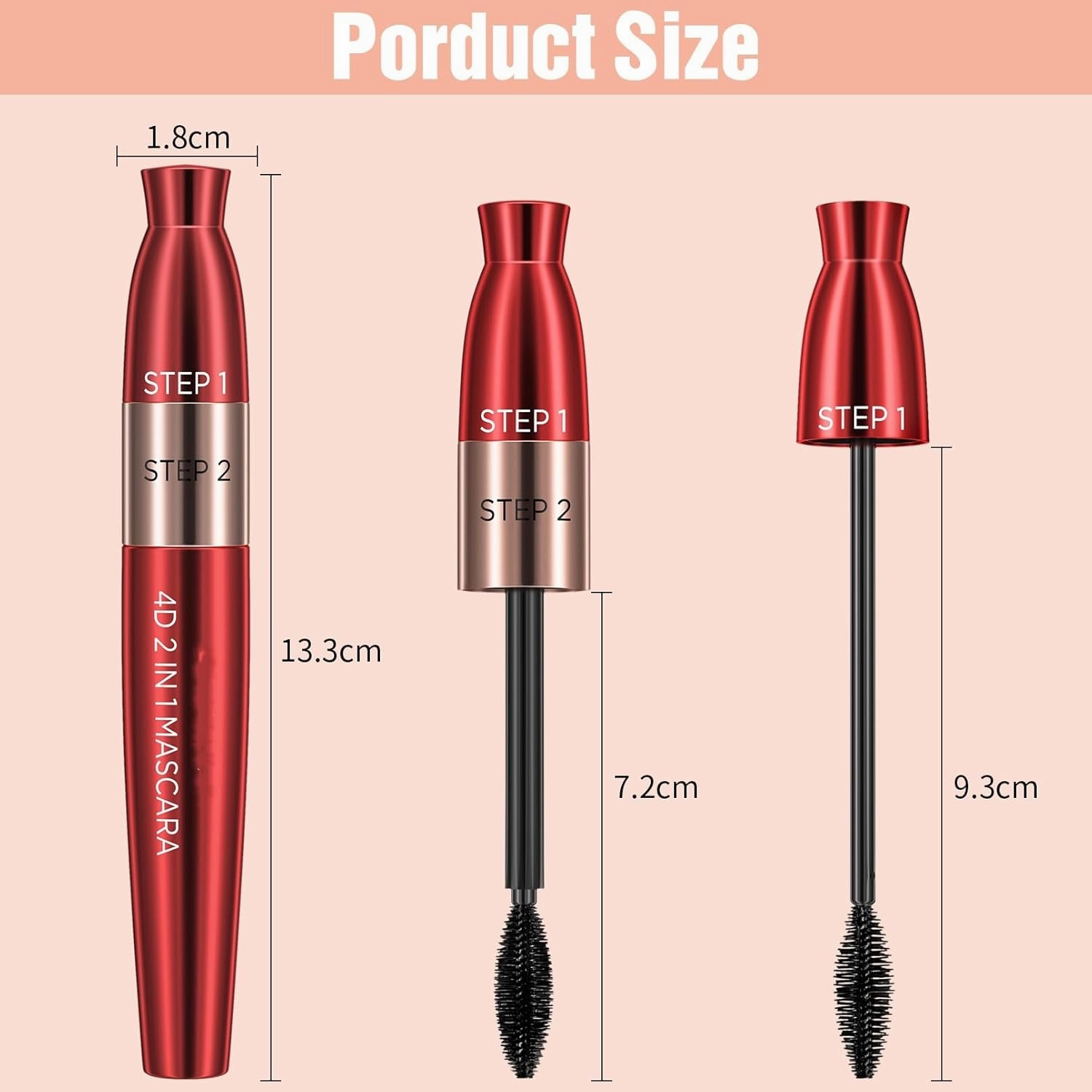 4D Silk Fiber Mascara, 2-in-1 Waterproof Mascara, Long-Lasting Length and Volume (UK ONLY)
