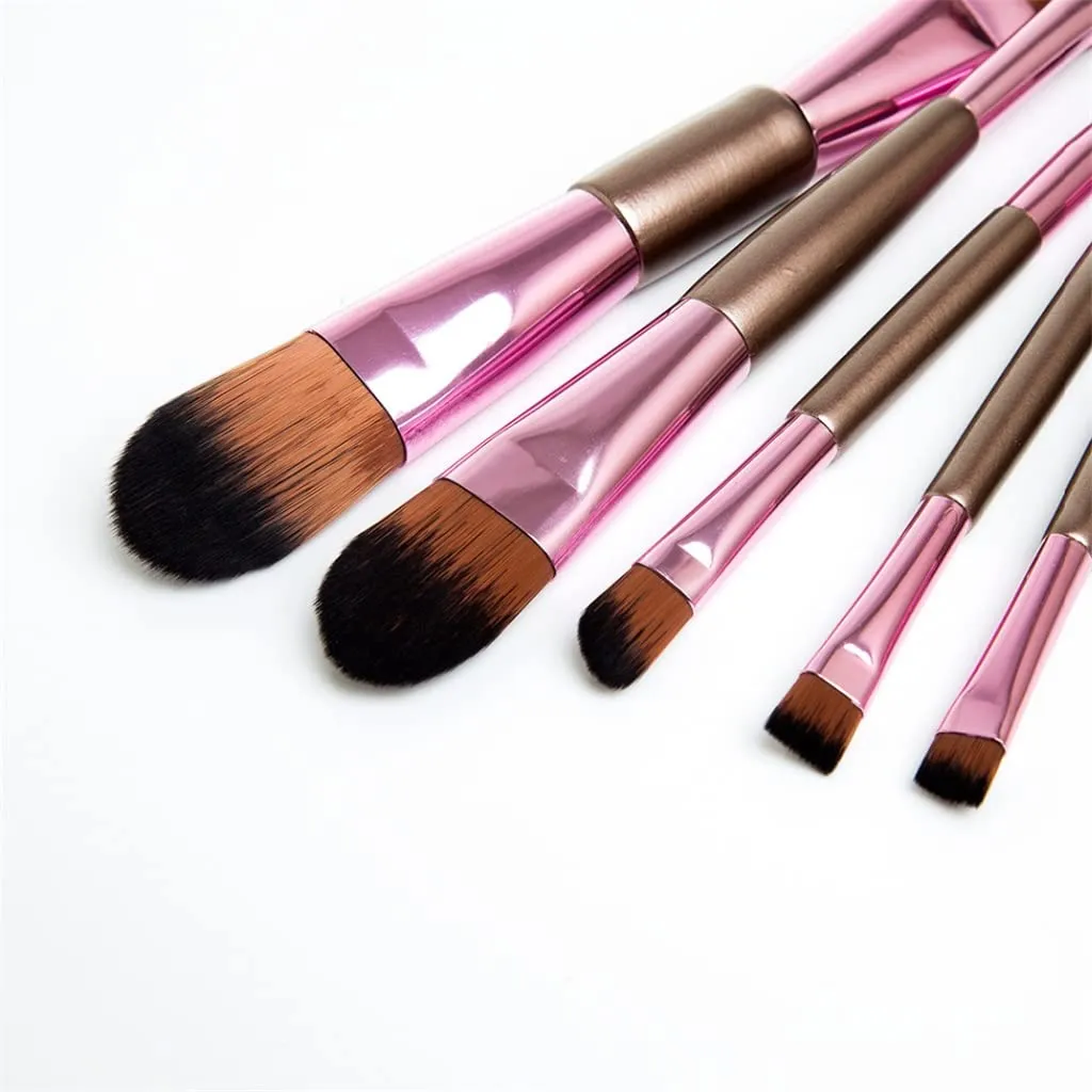 5pcs Ended Makeup Brushes Rose Golden Cosmetics Brushes Eyebrow Powder Lips Shadows Make Up Tools Kit