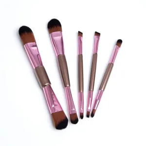 5pcs Ended Makeup Brushes Rose Golden Cosmetics Brushes Eyebrow Powder Lips Shadows Make Up Tools Kit