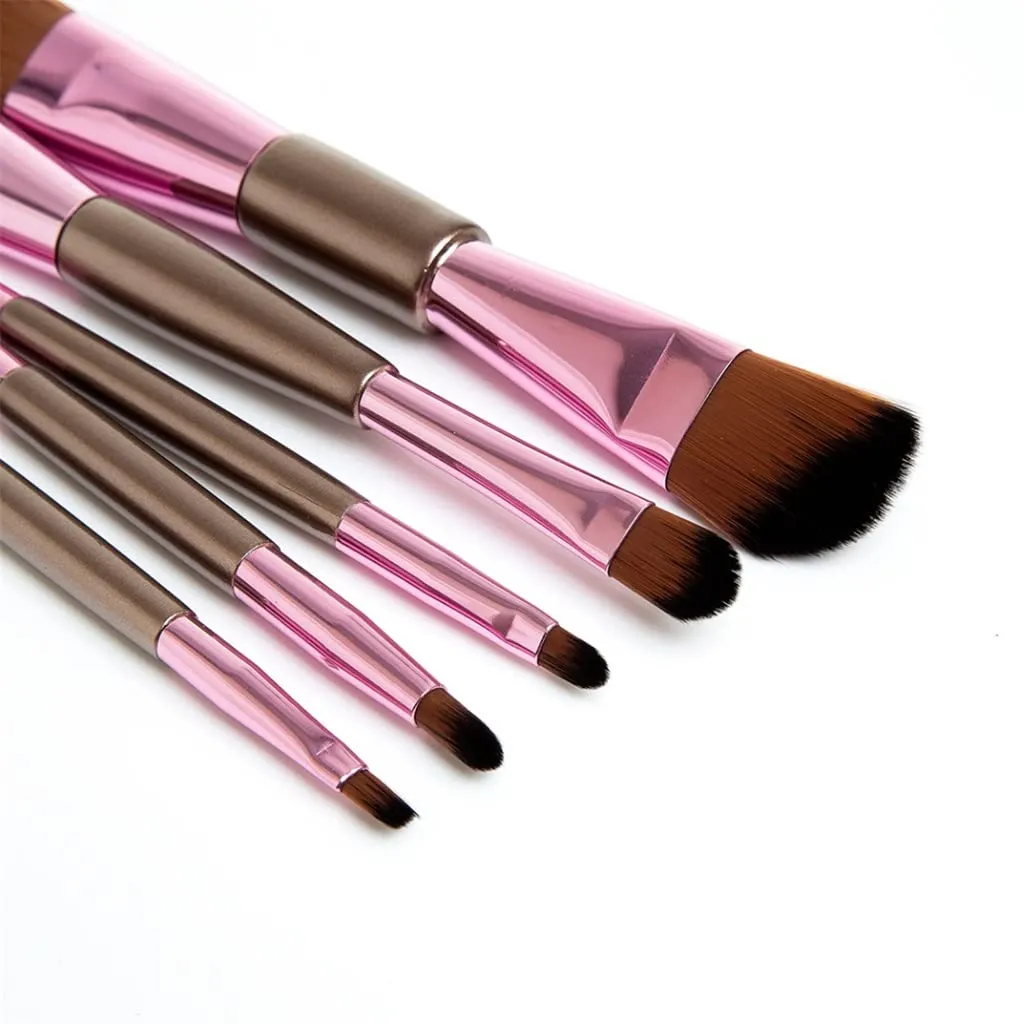 5pcs Ended Makeup Brushes Rose Golden Cosmetics Brushes Eyebrow Powder Lips Shadows Make Up Tools Kit
