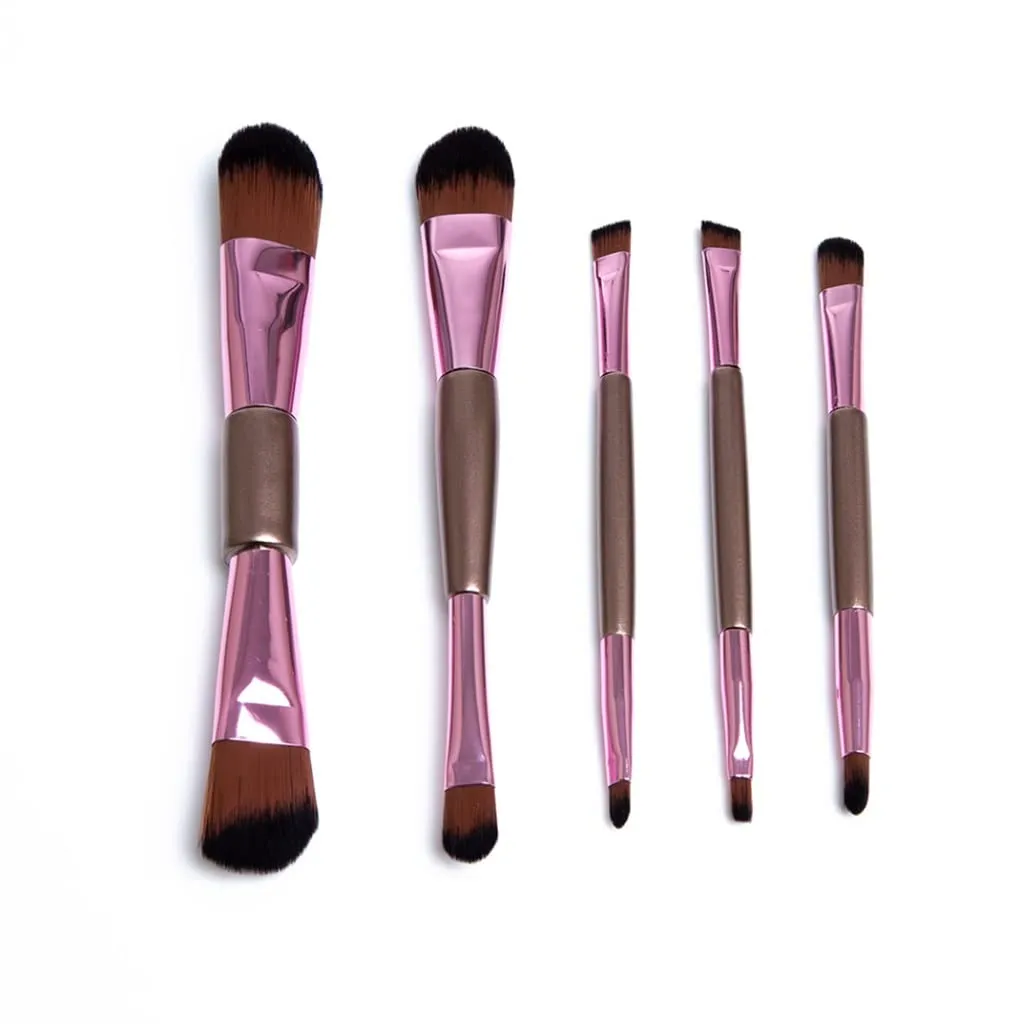 5pcs Ended Makeup Brushes Rose Golden Cosmetics Brushes Eyebrow Powder Lips Shadows Make Up Tools Kit