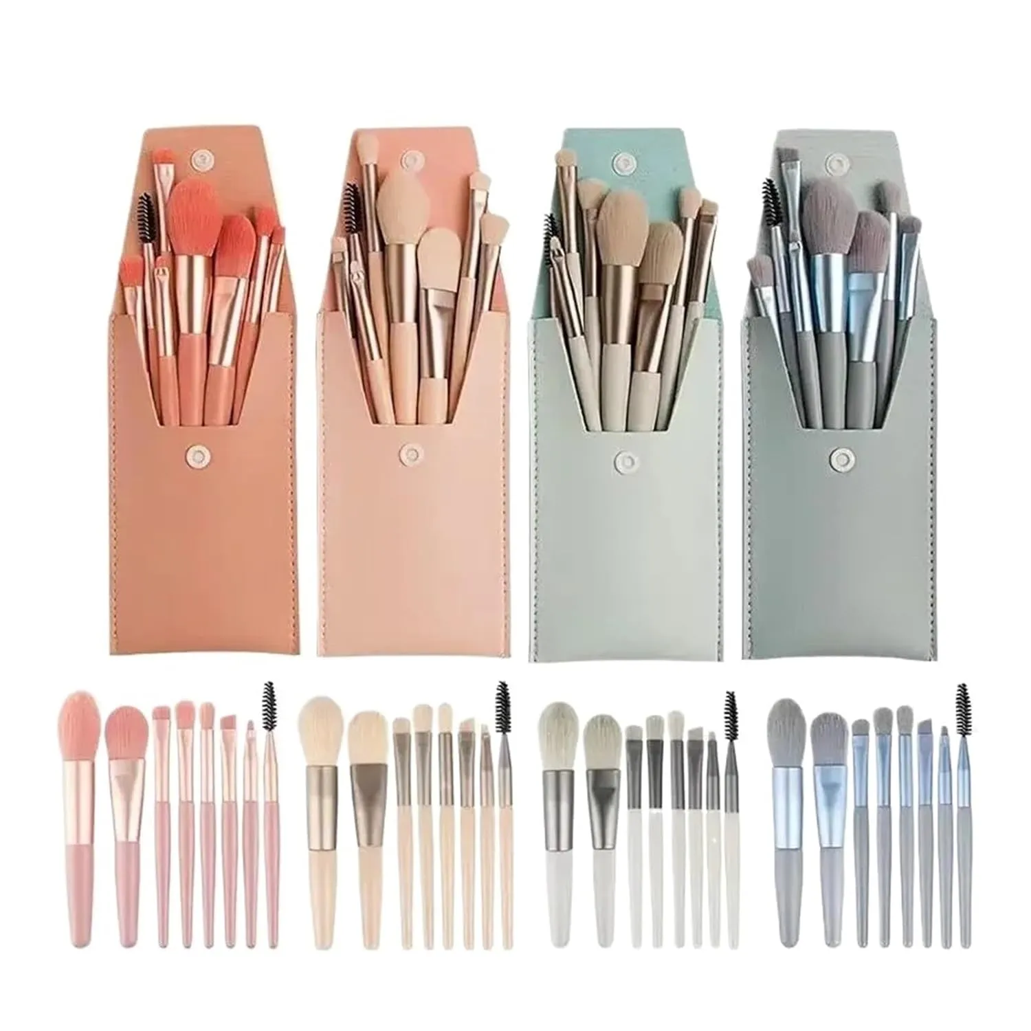 8pcs Professional Makeup Brush Set Cosmetic Powder Eye Shadow Foundation Blush Blending Concealer Beauty Make Up Tool Brochas(Blue with bag)