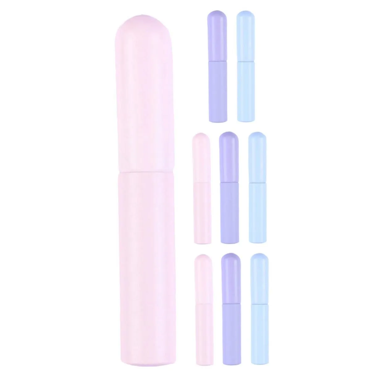 9 Pcs Portable Silicone Lip Brush Set with Caps Versatile Applicators for Lipstick Concealer Soft Round Head Brushes for Smooth Application for Makeup Enthusiasts