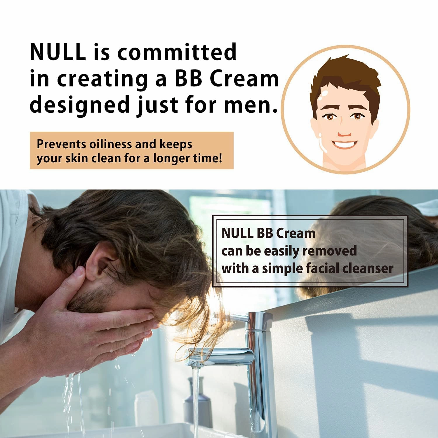 [Matte Finish] NULL mens BB Cream, Mens concealer, Tinted Moisturizer broad spectrum SPF30 PA  , CC cream, Revitalising Nourishing Tone Up Cream, Natural Cover, 0.7oz Made in Japan (Light Ochre)