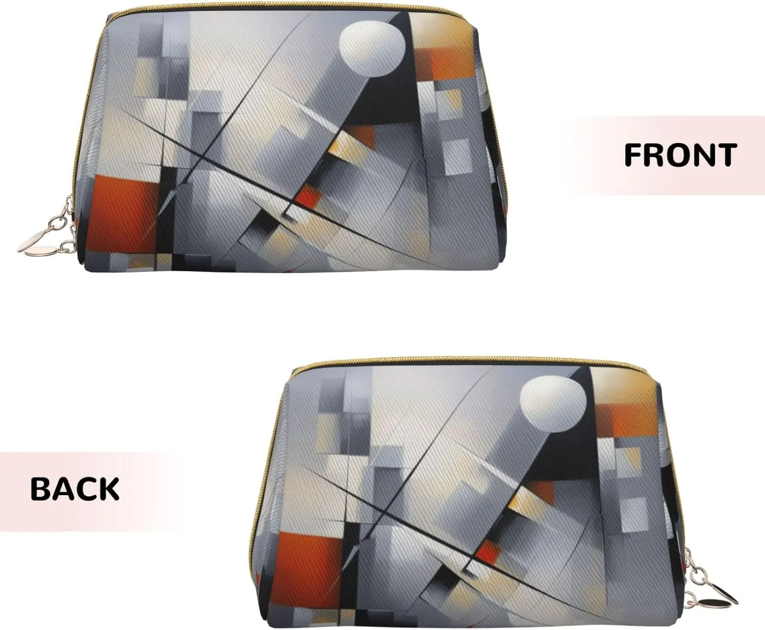 Abstract Gray Printed Small Makeup Bag,Travel Cosmetic Bag Purse with Zipper,Water-resistant Makeup Organizer Bag for Women