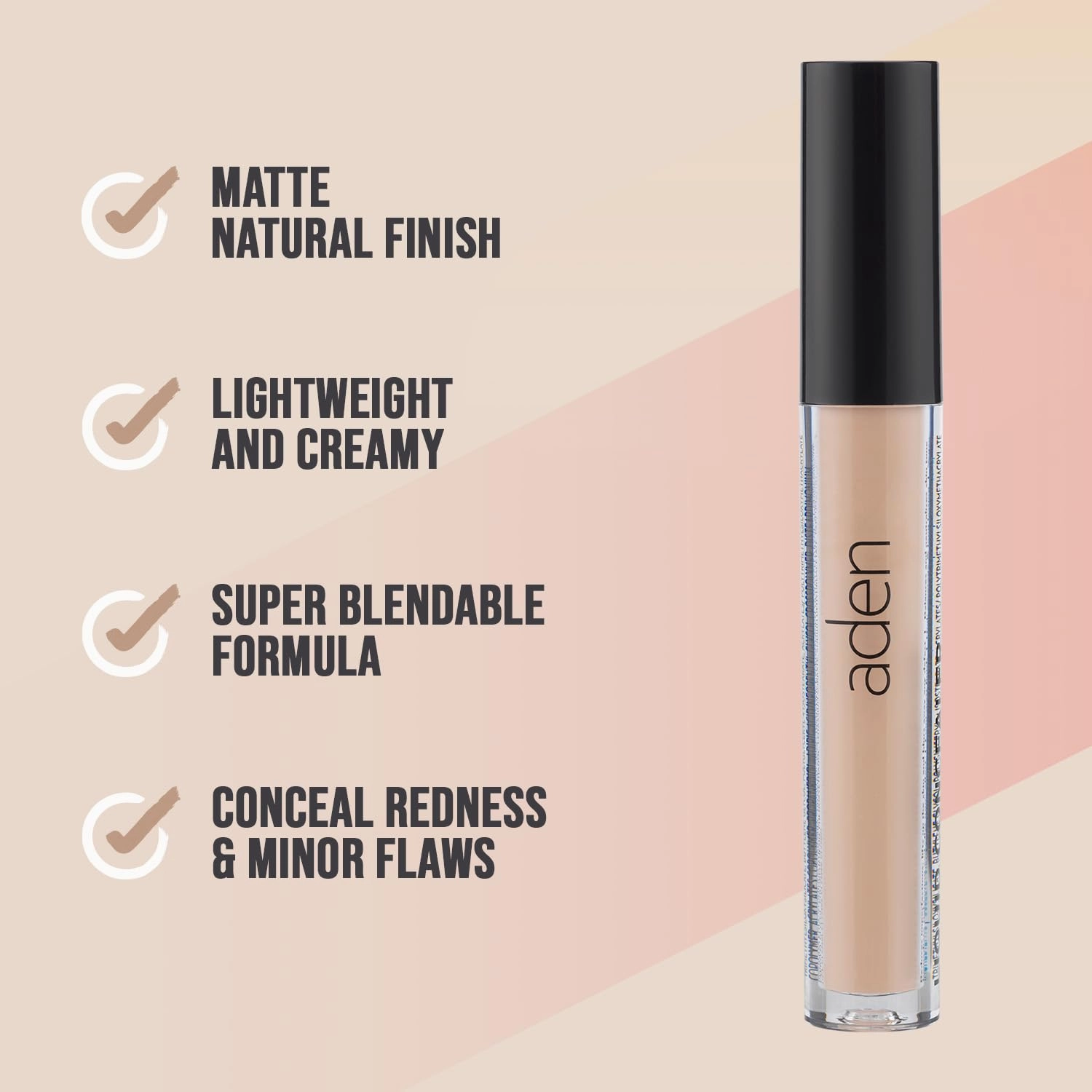 aden Liquid Concealer Multipurpose concealer that illuminates, corrects and perfects facial skin with a flawless natural matte finish 4ml MADE IN ITALY (03 DARK)