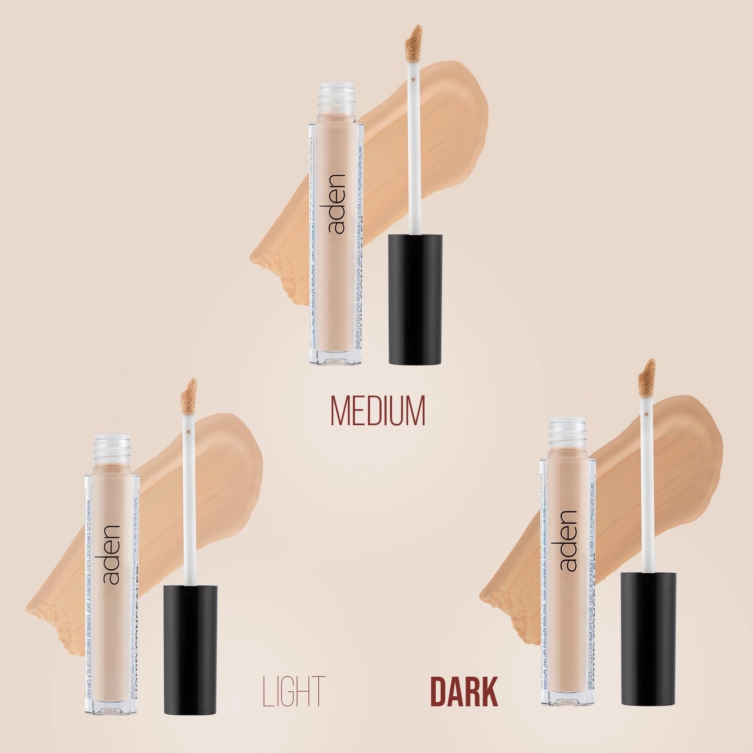 aden Liquid Concealer Multipurpose concealer that illuminates, corrects and perfects facial skin with a flawless natural matte finish 4ml MADE IN ITALY (03 DARK)