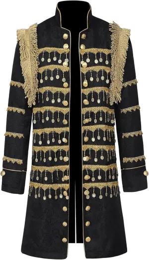 Adult Vintage Court Coat Men Victorian Performance Jackets with Golden Tassels