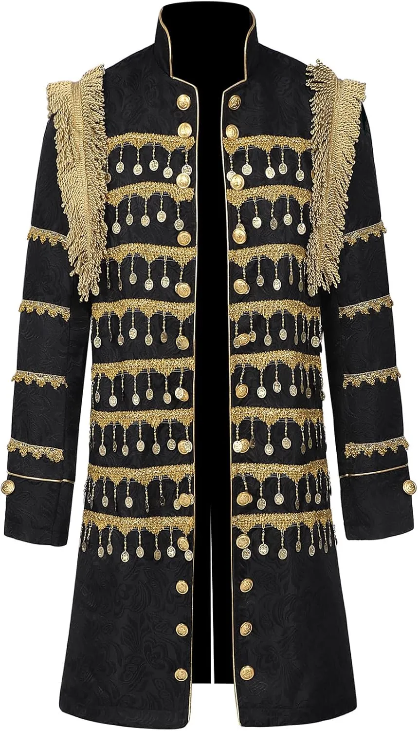 Adult Vintage Court Coat Men Victorian Performance Jackets with Golden Tassels