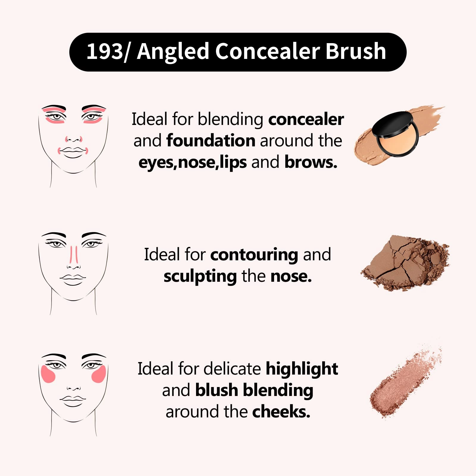 Albeaut Concealer Brush, Under Eye Makeup Small Angled Precision Face Blending Brush (193 concealer brush-Limited Edition)