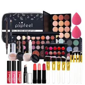 All in One Makeup Kit For Beginners, Full Makeup Kit For Teen Girls, Makeup Gift Set, Include Eyeshadows, Concealer, Cosmetic Brush, Lip Gloss, Lipstick, Powder Puff, Mascara -006